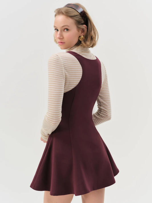 For Love and Lemons - Selena Mini Dress in Burgundy Red