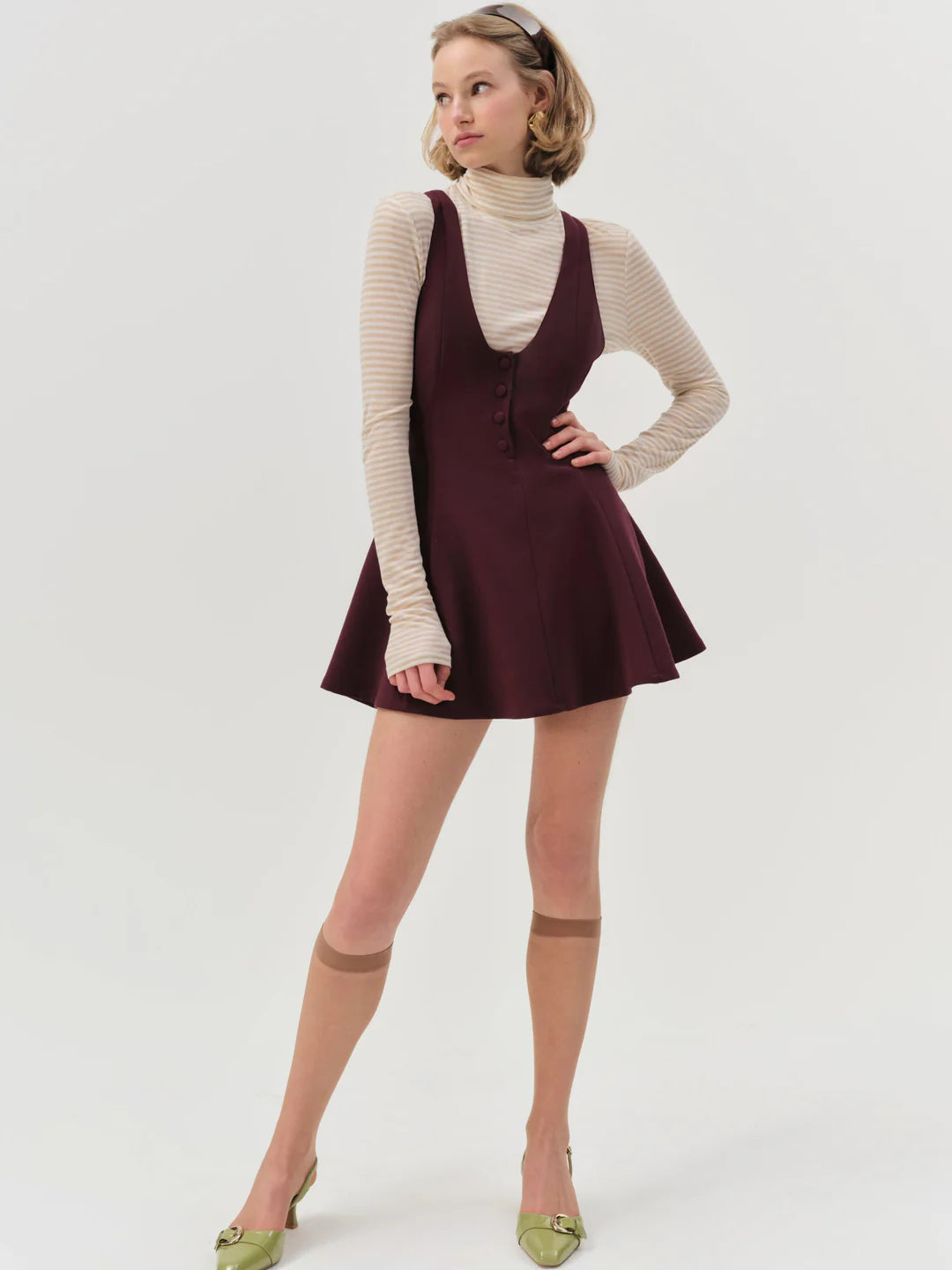 For Love and Lemons - Selena Mini Dress in Burgundy Red