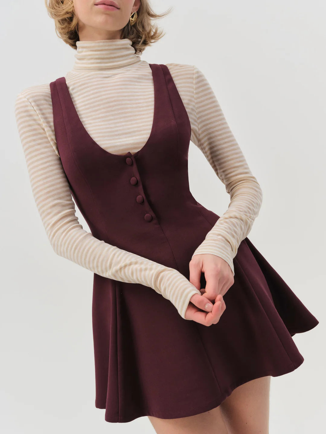 For Love and Lemons - Selena Mini Dress in Burgundy Red