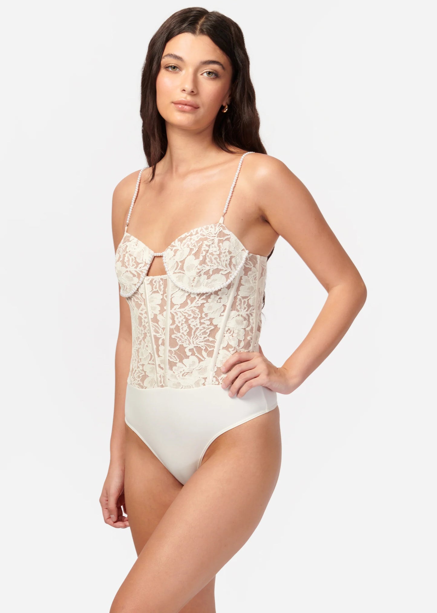 Delmara Corset Bodysuit in Ceramic - FINAL SALE