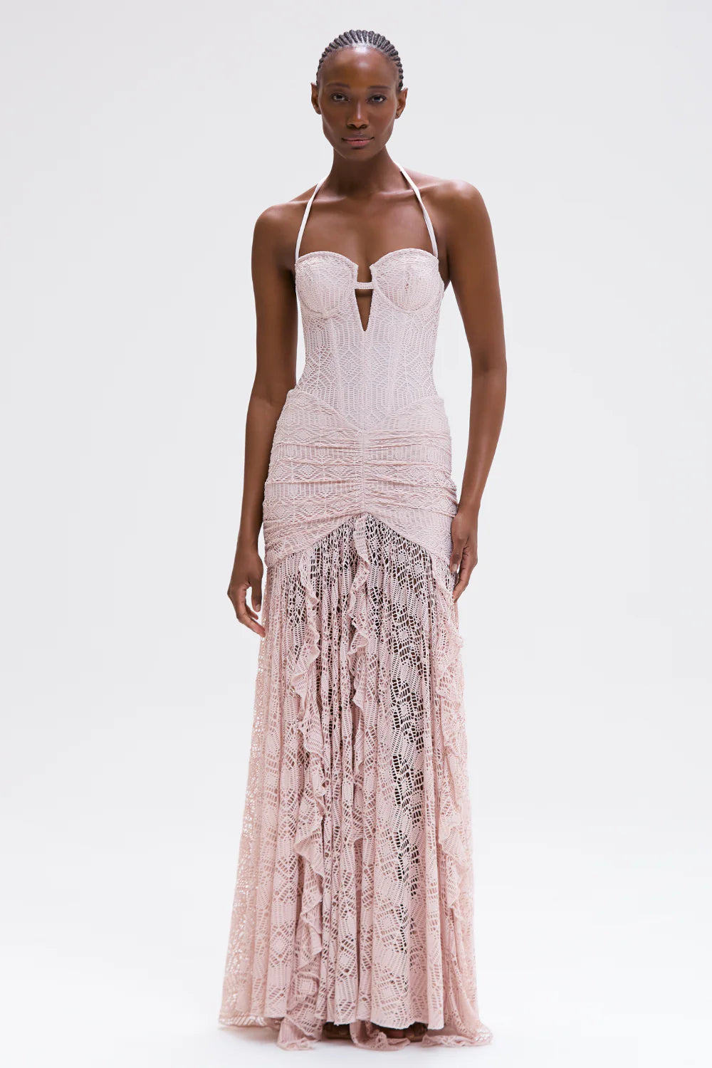 Seashell Lycra Gown - Beige / S Seashell Lycra Gown - Beige / S