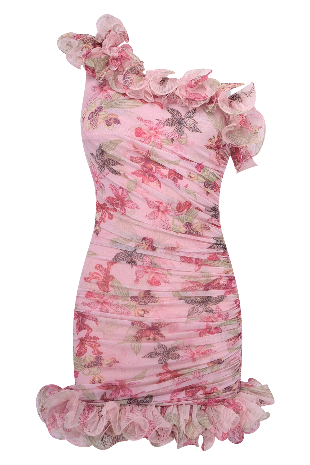 Orchid Bloom One Shoulder Mini Dress