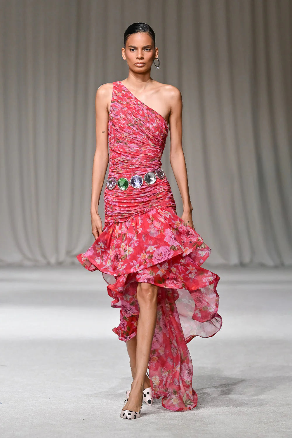 Peony Asymmetrical Maxi Dress (Runway) 6 / Red