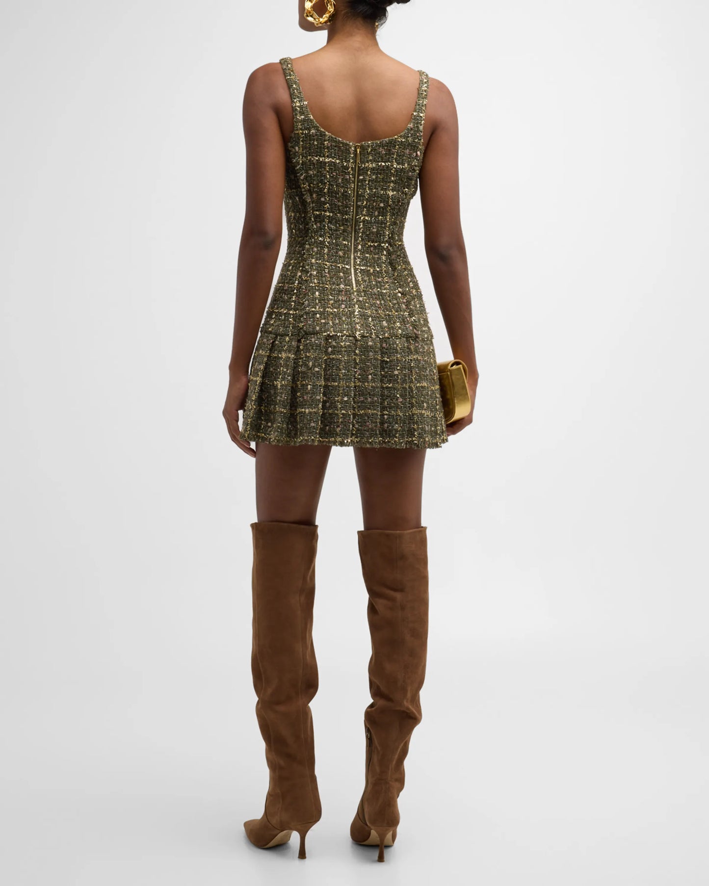 Shane Tweed Mini Dress in Dark Sage
