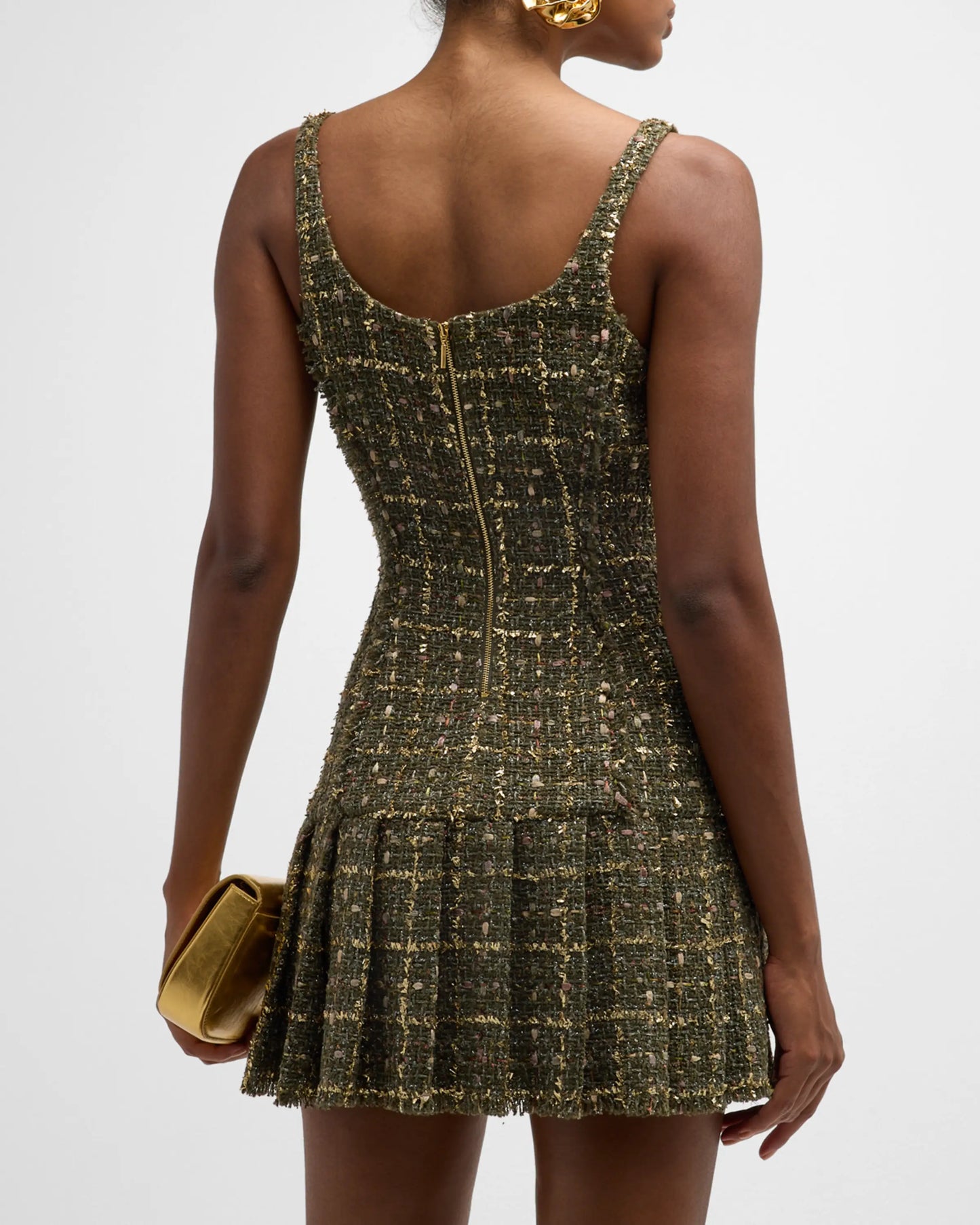 Shane Tweed Mini Dress in Dark Sage