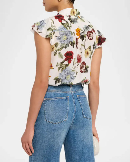 alice + olivia Martel Flutter Sleeve Blouse in Florence Floral