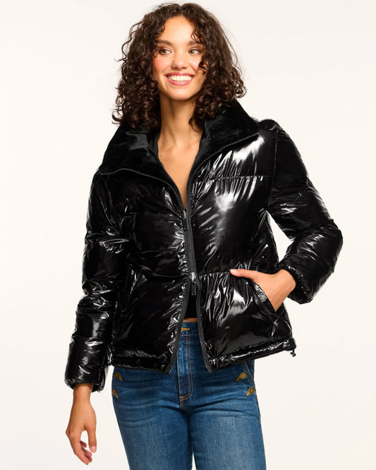 Beatrice Reversible Puffer Coat in Black