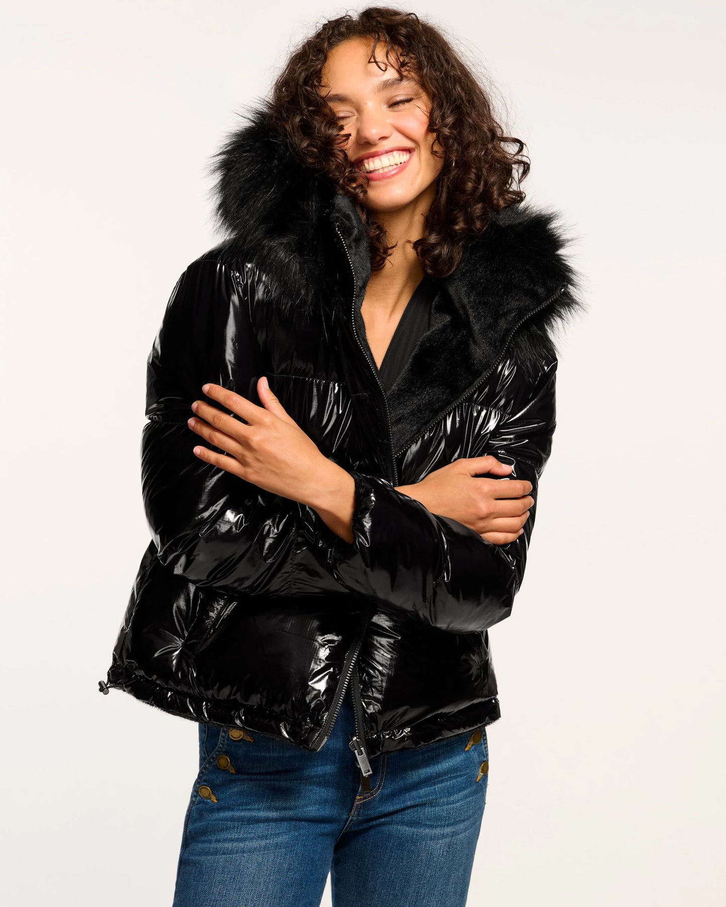 Beatrice Reversible Puffer Coat in Black