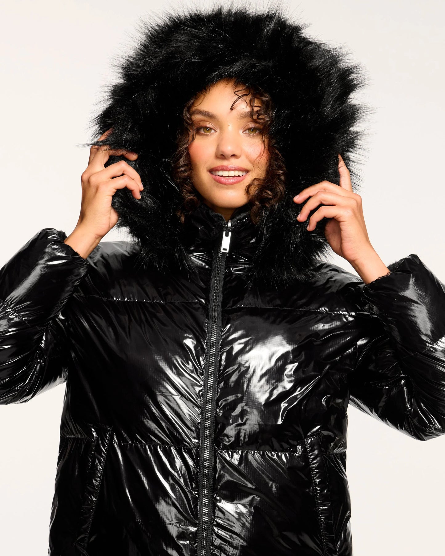 Beatrice Reversible Puffer Coat in Black
