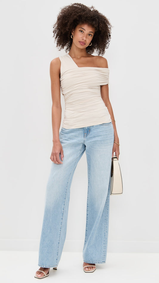 Susana Monaco - One Arm Gathered Top in Blanched Almond