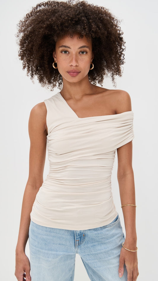 Susana Monaco - One Arm Gathered Top in Blanched Almond