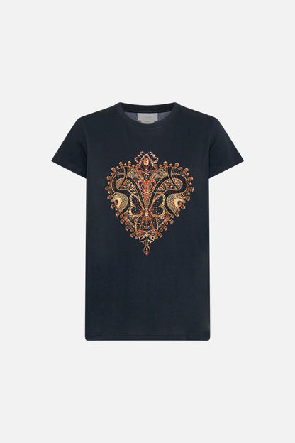 Slim Fit Round Neck T-Shirt in Black
