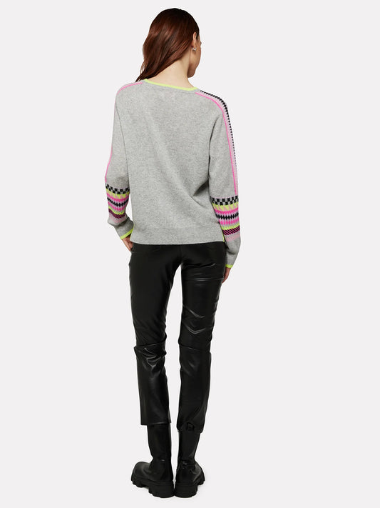 Brodie - Popping Fairisle Jumper in Grey