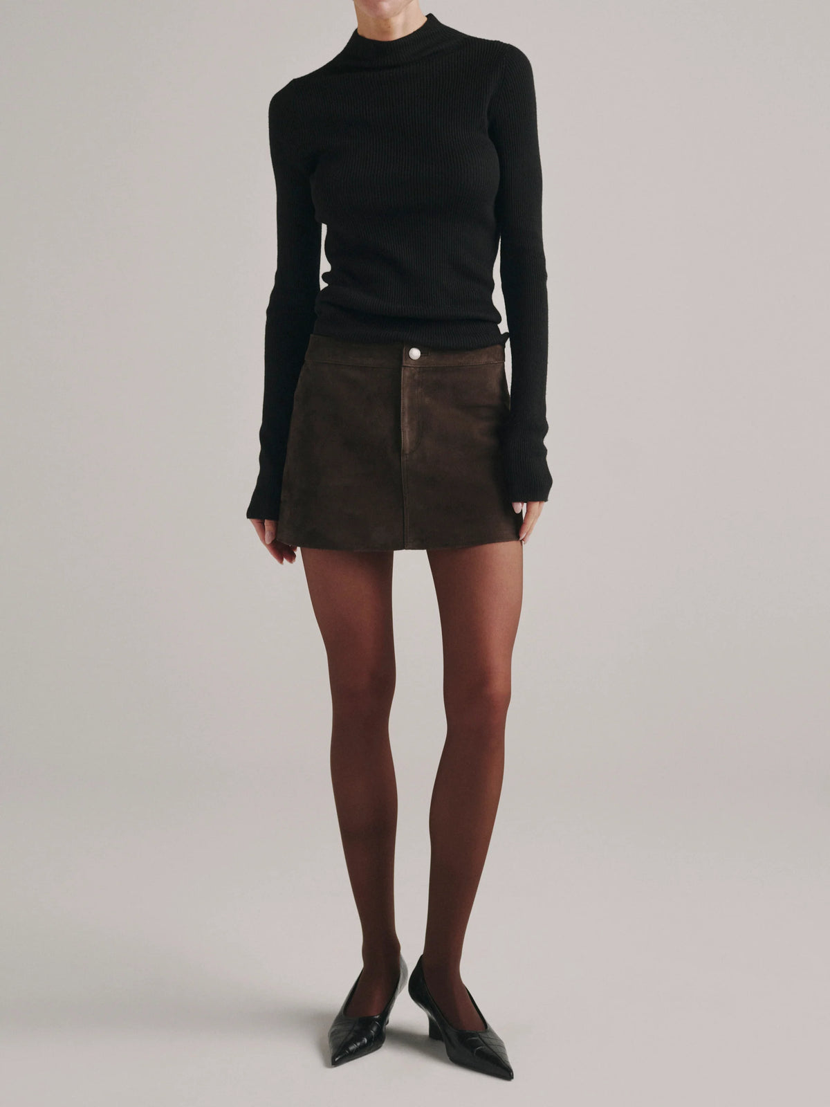 Avalon Mini Low-Rise Suede Skirt