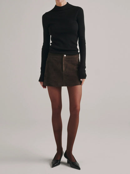 Avalon Mini Low-Rise Suede Skirt