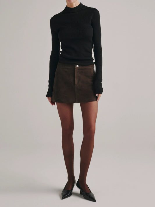 Avalon Mini Low-Rise Suede Skirt