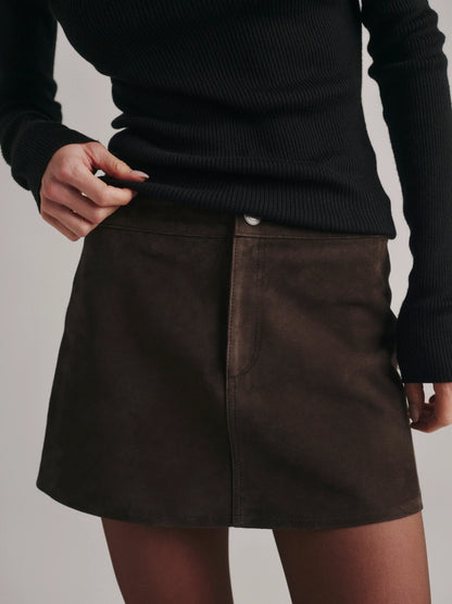 Avalon Mini Low-Rise Suede Skirt