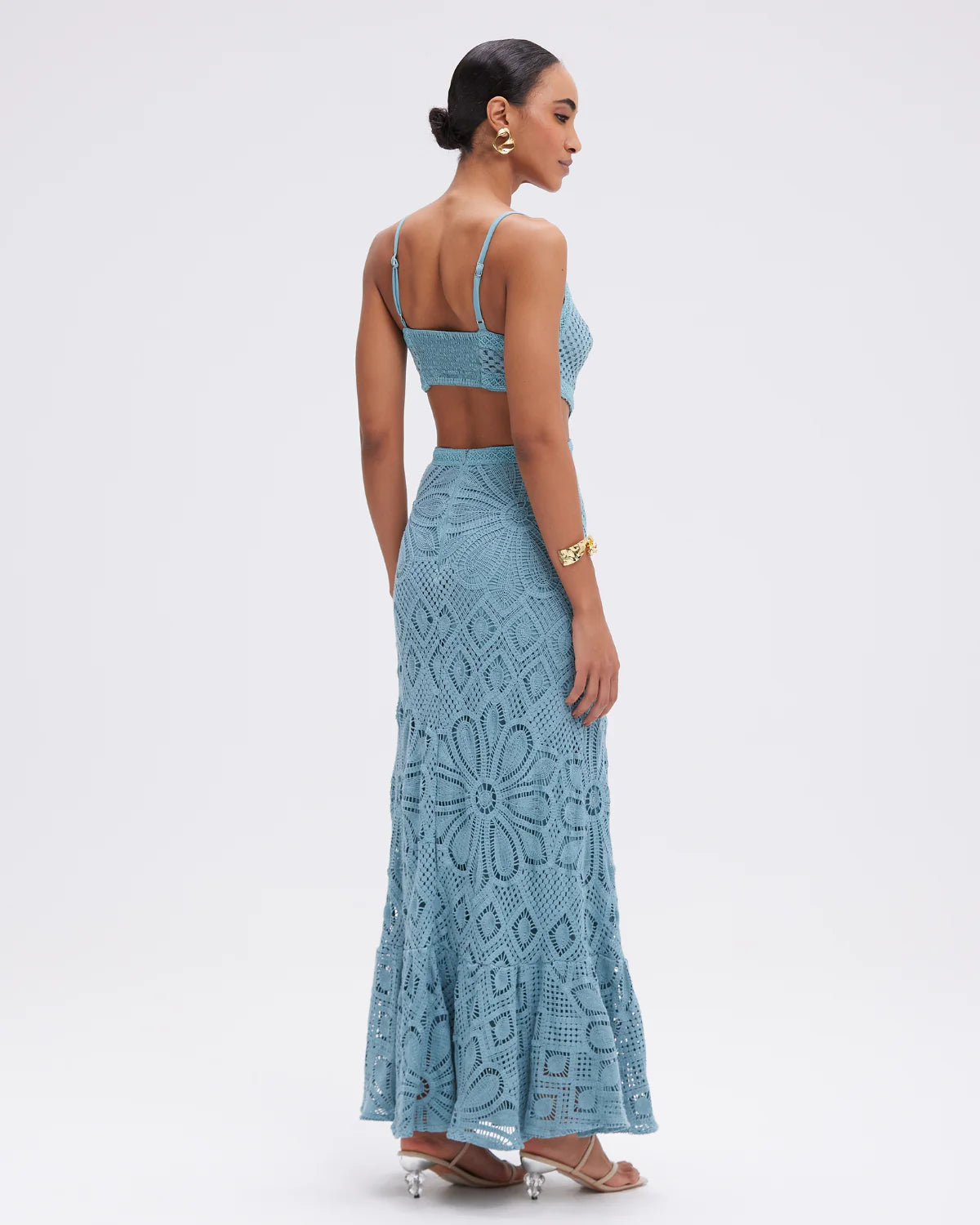 Crochet Midi Dress - Blue / M Crochet Midi Dress - Blue / M