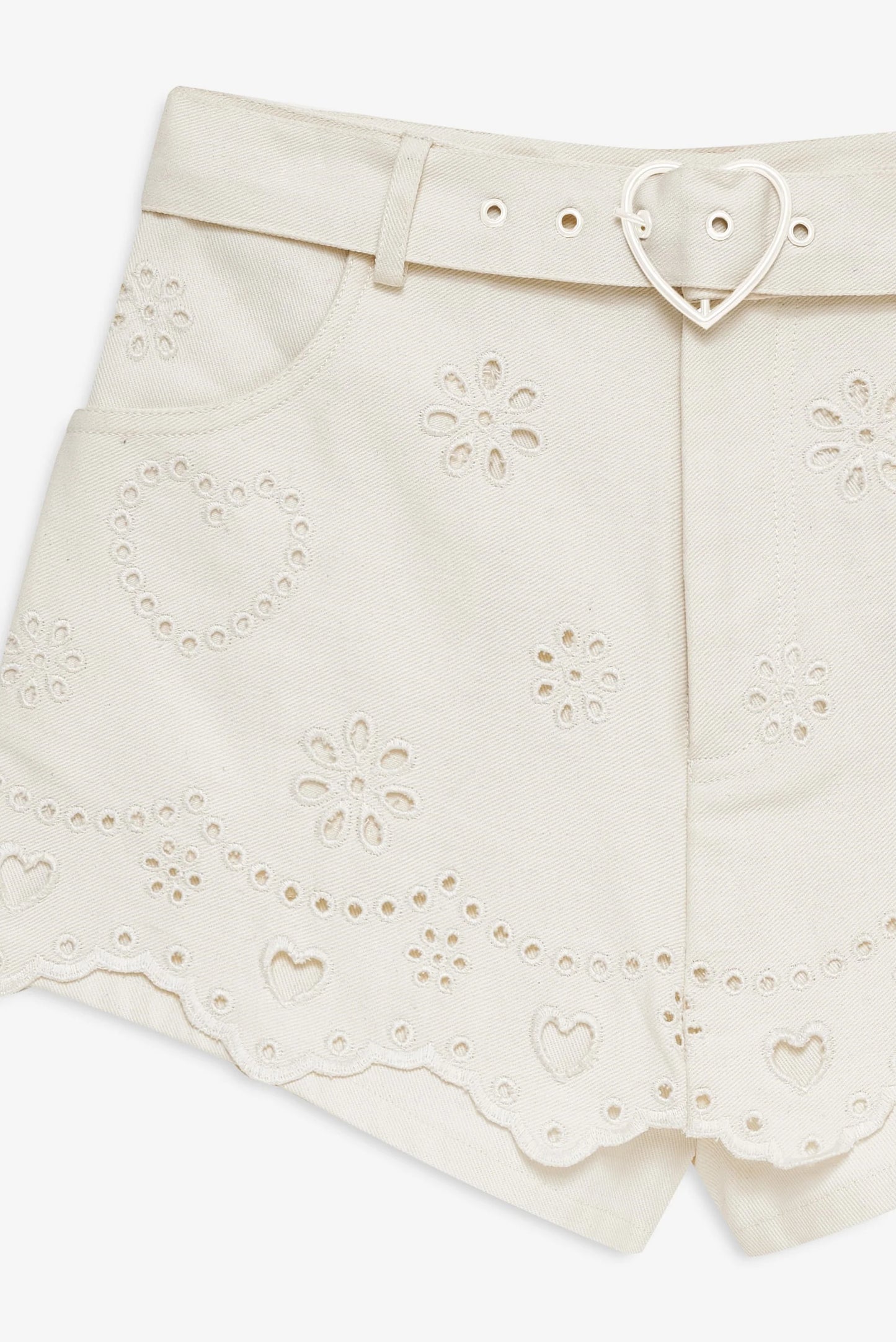 Heart Eyelet Denim Skort