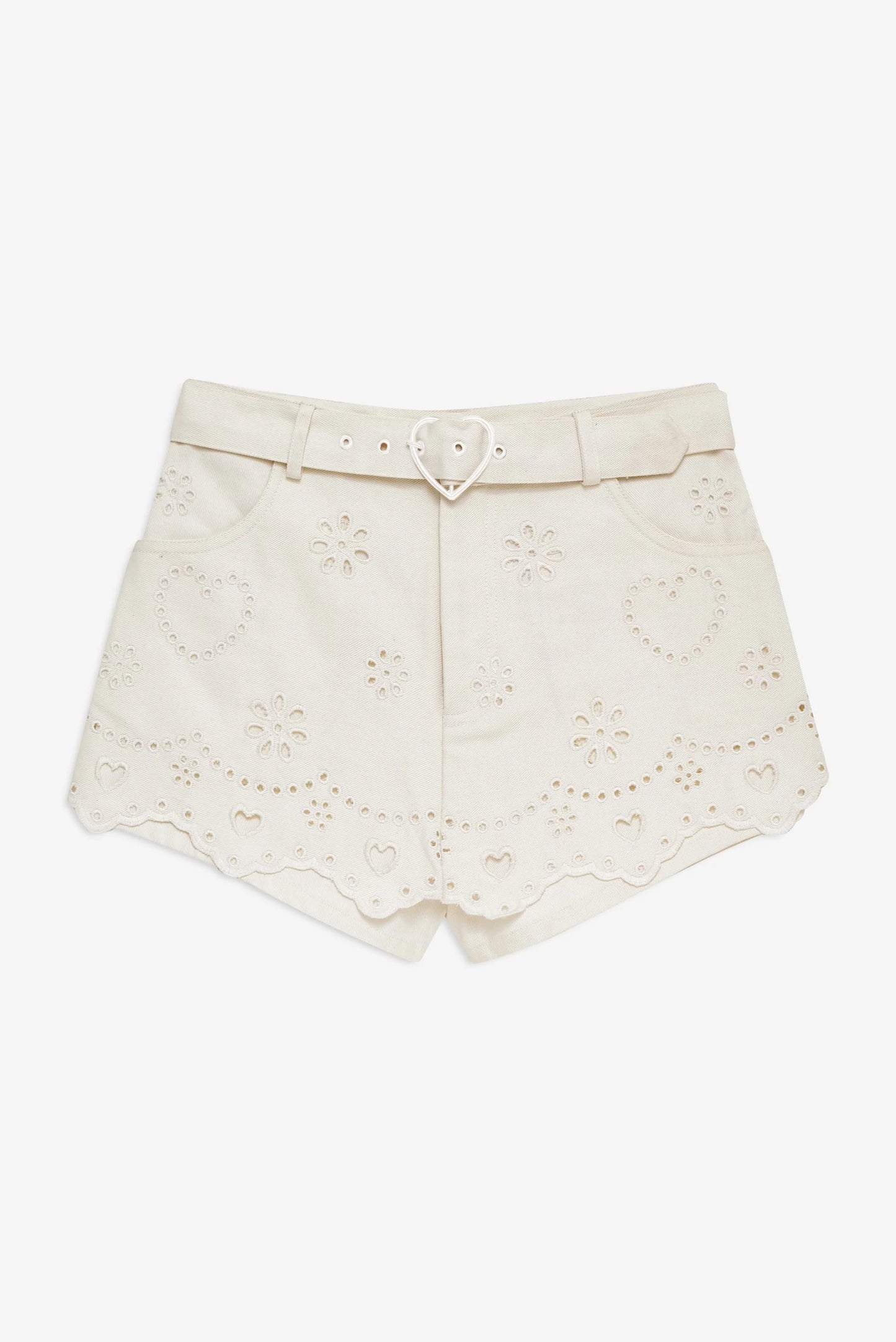 Heart Eyelet Denim Skort