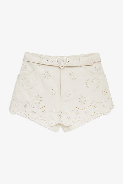 Heart Eyelet Denim Skort