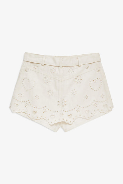 Heart Eyelet Denim Skort