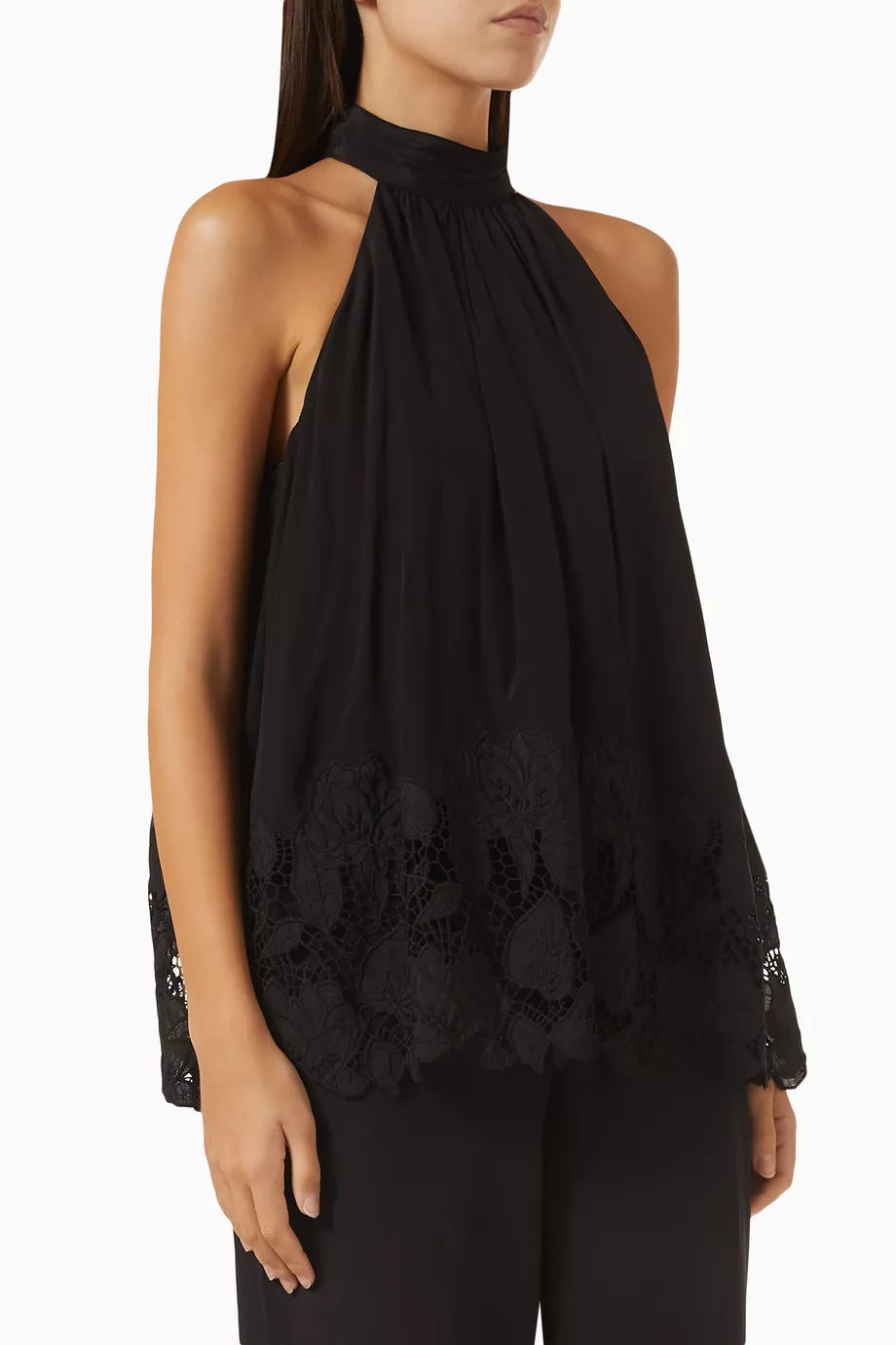 Ziva Lace-trim Halterneck Top