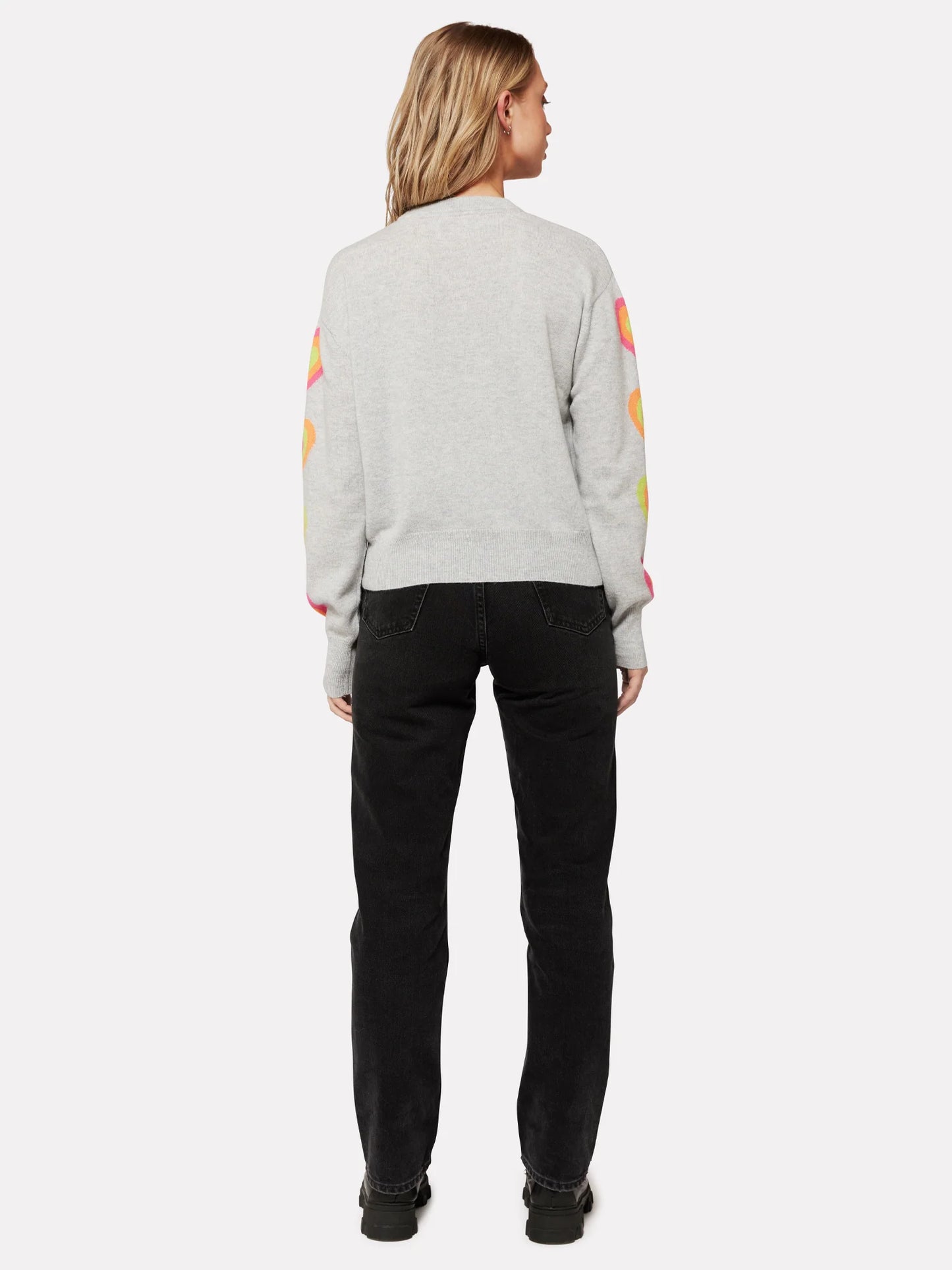 Brodie - Hetty Heart Sleeve Crew Neck Jumper in Super Grey