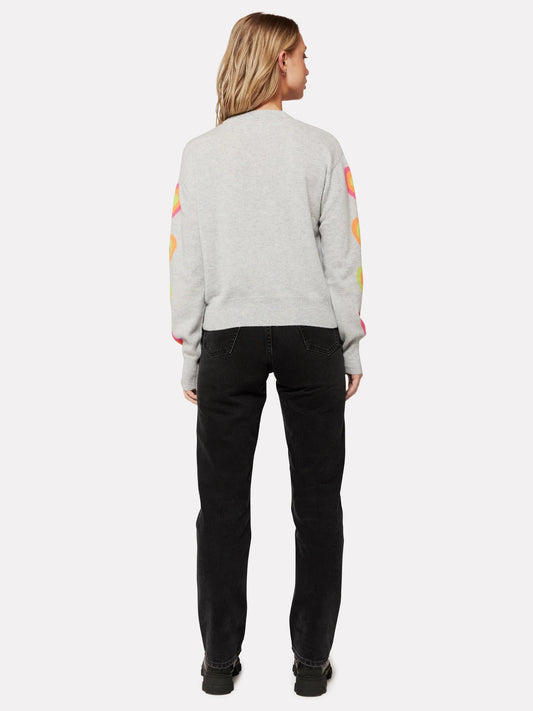 Brodie - Hetty Heart Sleeve Crew Neck Jumper in Super Grey