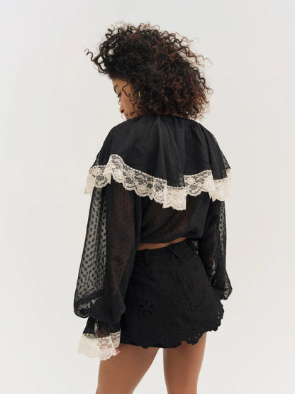 Daisy Eyelet Denim Skort