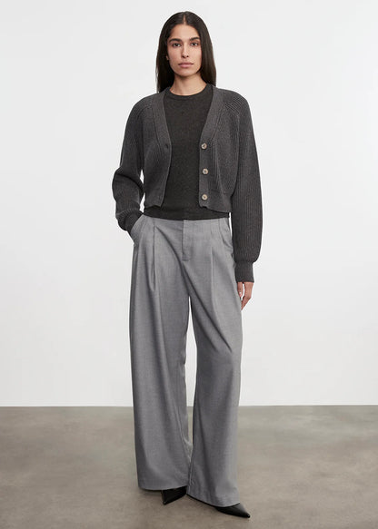 Enza Costa - Chucky Cotton Cashmere Cardigan in Charcoal