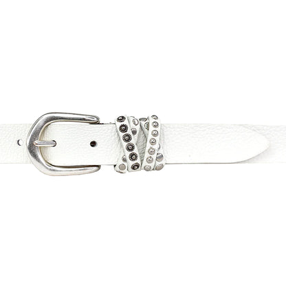 STREETS AHEAD - Willow Belt in White Studded Loop Silver