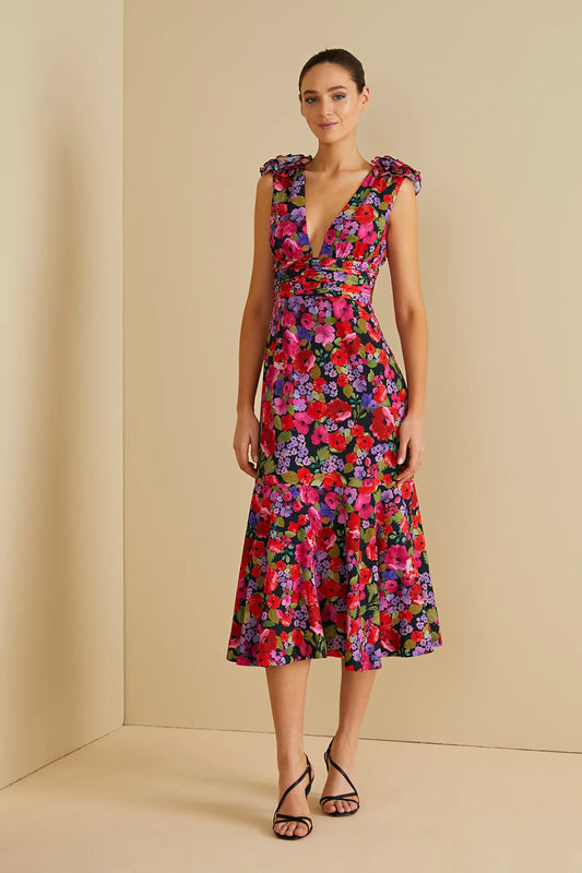 Sorena Deep V Dress in Vintage Flowers - FINAL SALE