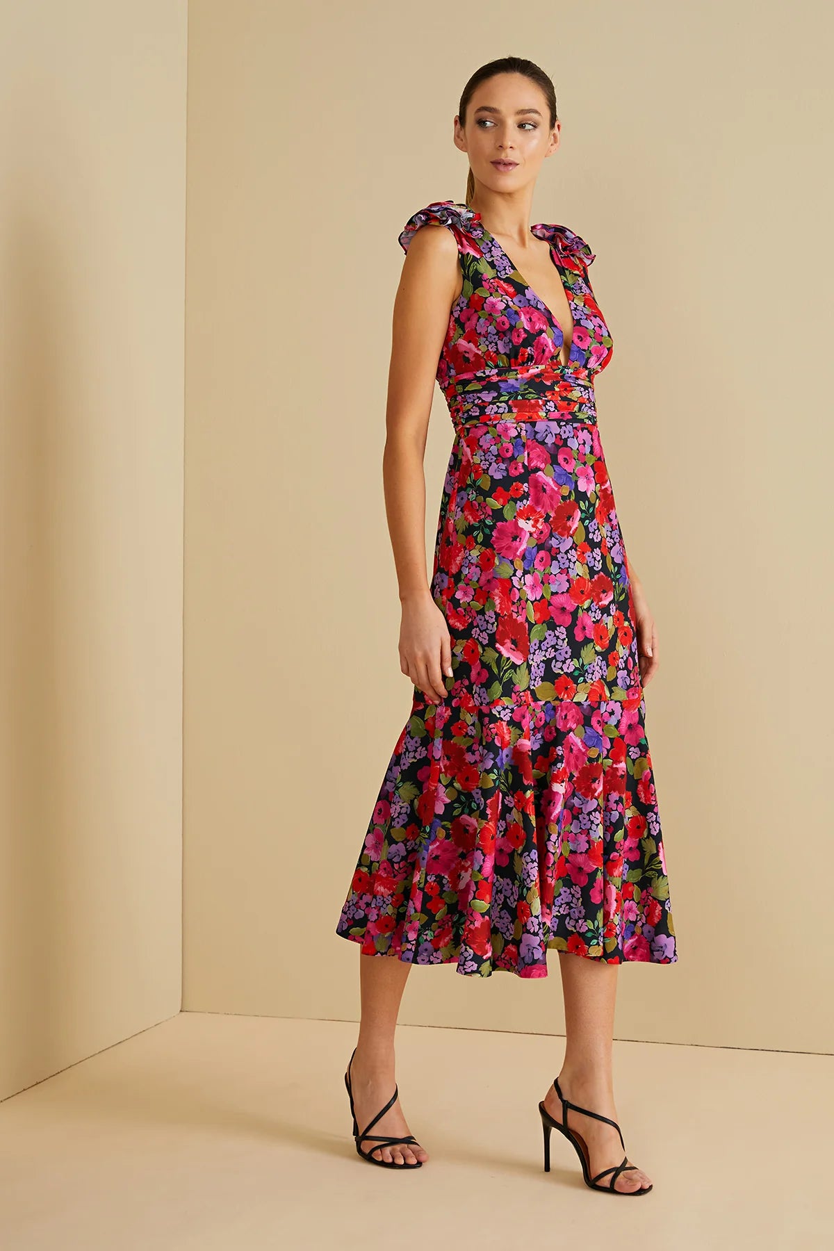 Sorena Deep V Dress in Vintage Flowers - FINAL SALE