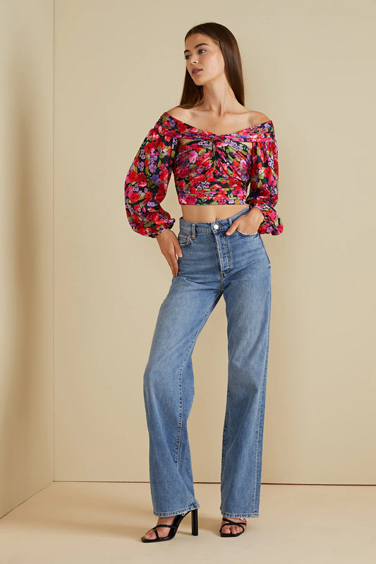 Francis Puff Crop Top in Vintage Flowers - FINAL SALE