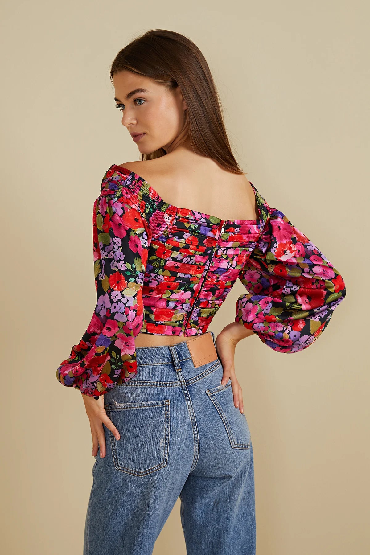 Francis Puff Crop Top in Vintage Flowers - FINAL SALE