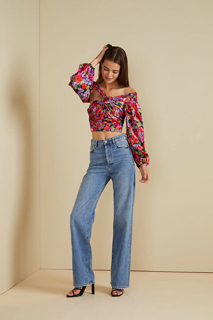 Francis Puff Crop Top in Vintage Flowers - FINAL SALE