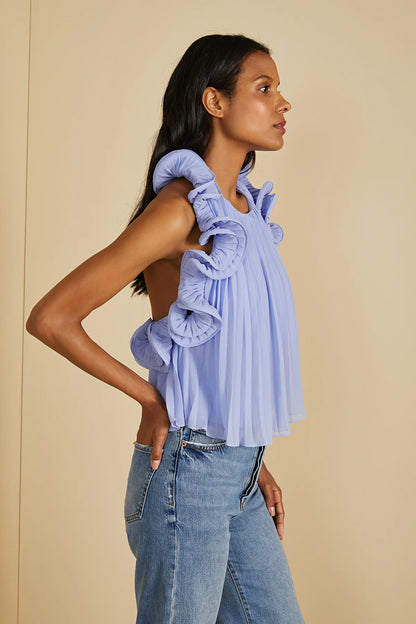 Baylin Pleated Top in Grape Hyacinth - FINAL SALE
