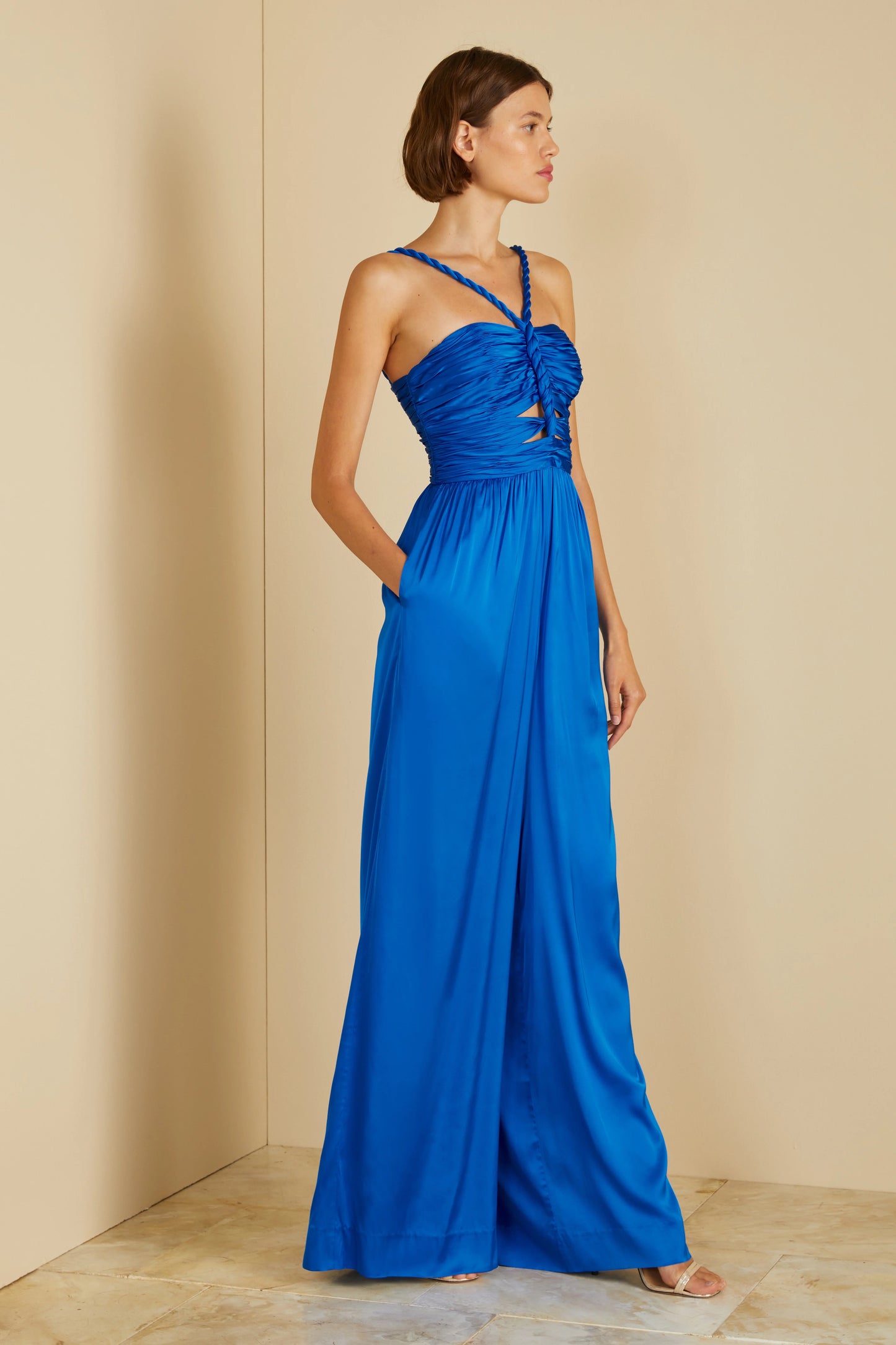 Kirah Twist Jumpsuit in Deep Ocean - FINAL SALE