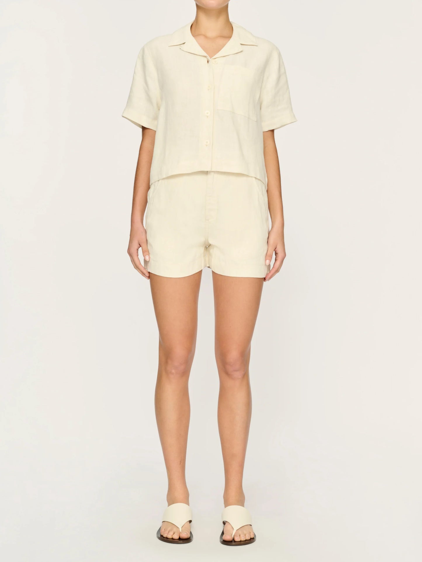 Hampton Shirt Short Sleeve in Flax