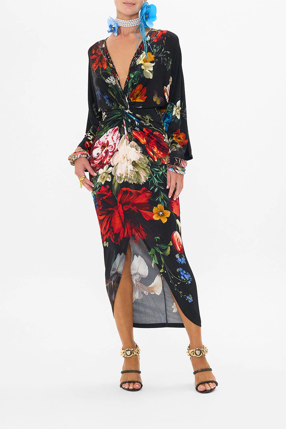 Long Split Front Twist Dress in A Still Life