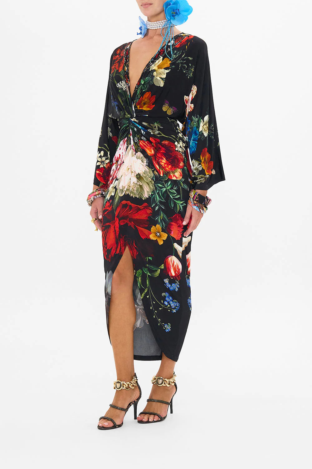 Long Split Front Twist Dress in A Still Life