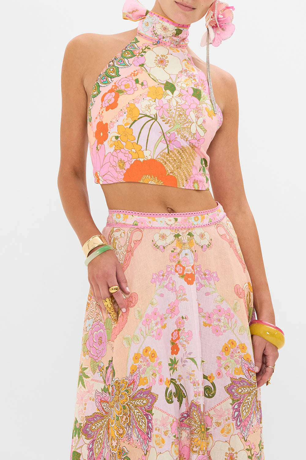 Halter Tie Back Top in Clever Clogs - FINAL SALE