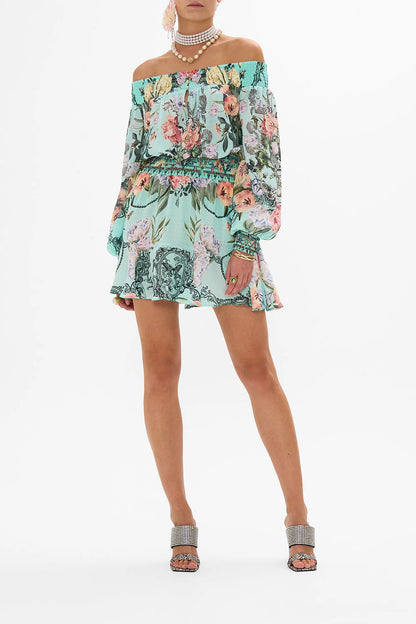 Off Shoulder Short Dress in Petal Promise Land