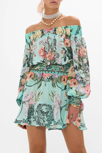 Off Shoulder Short Dress in Petal Promise Land