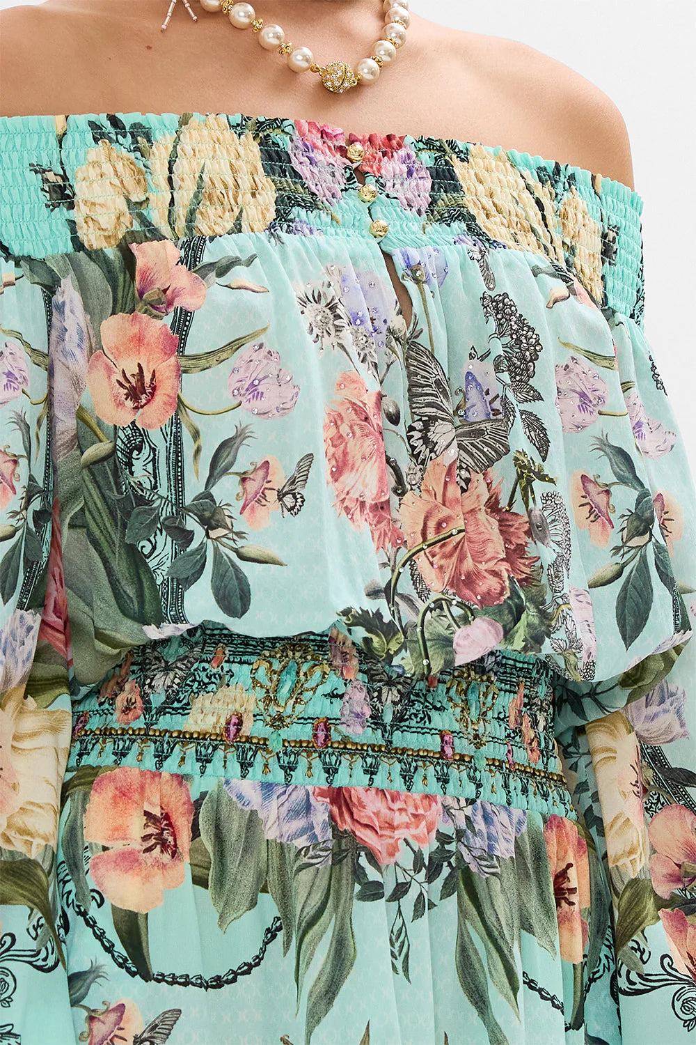 Off Shoulder Short Dress in Petal Promise Land