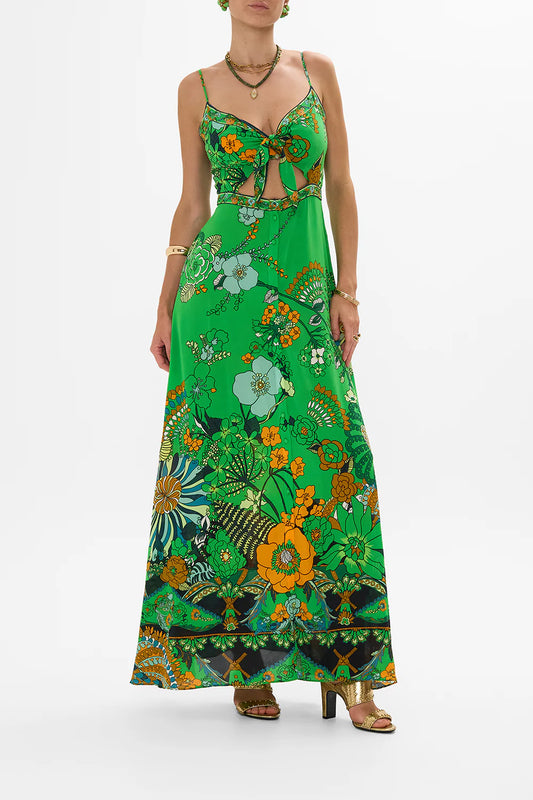 Tie Front Cut Out Maxi Dress in Good Vibes Generation - FINAL SALE