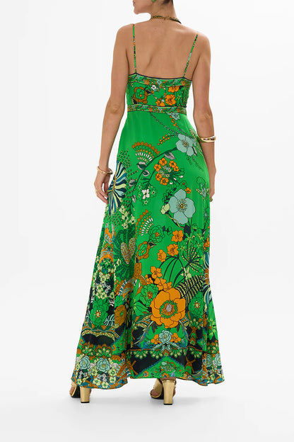 Tie Front Cut Out Maxi Dress in Good Vibes Generation - FINAL SALE