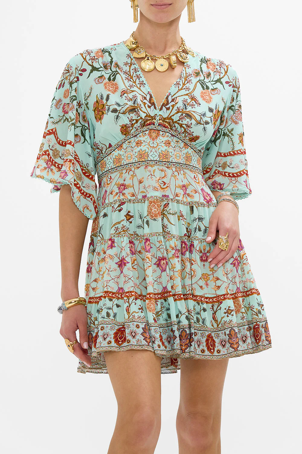 Tiered Skirt Mini Dress in Weaving Worlds
