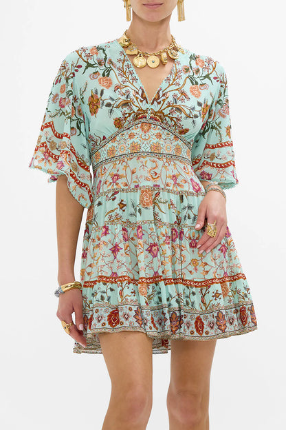 Tiered Skirt Mini Dress in Weaving Worlds